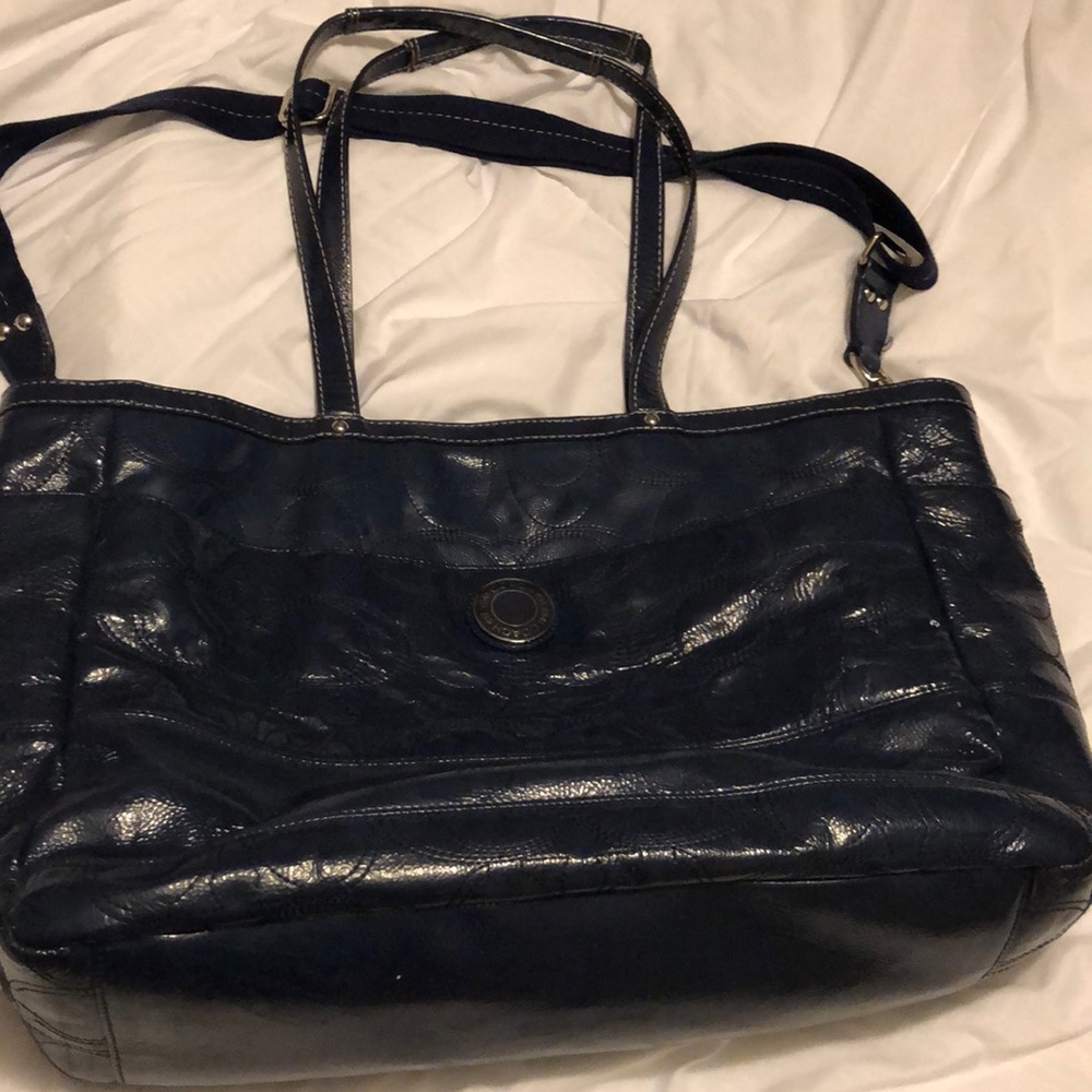 Navy blue coach diaper bag